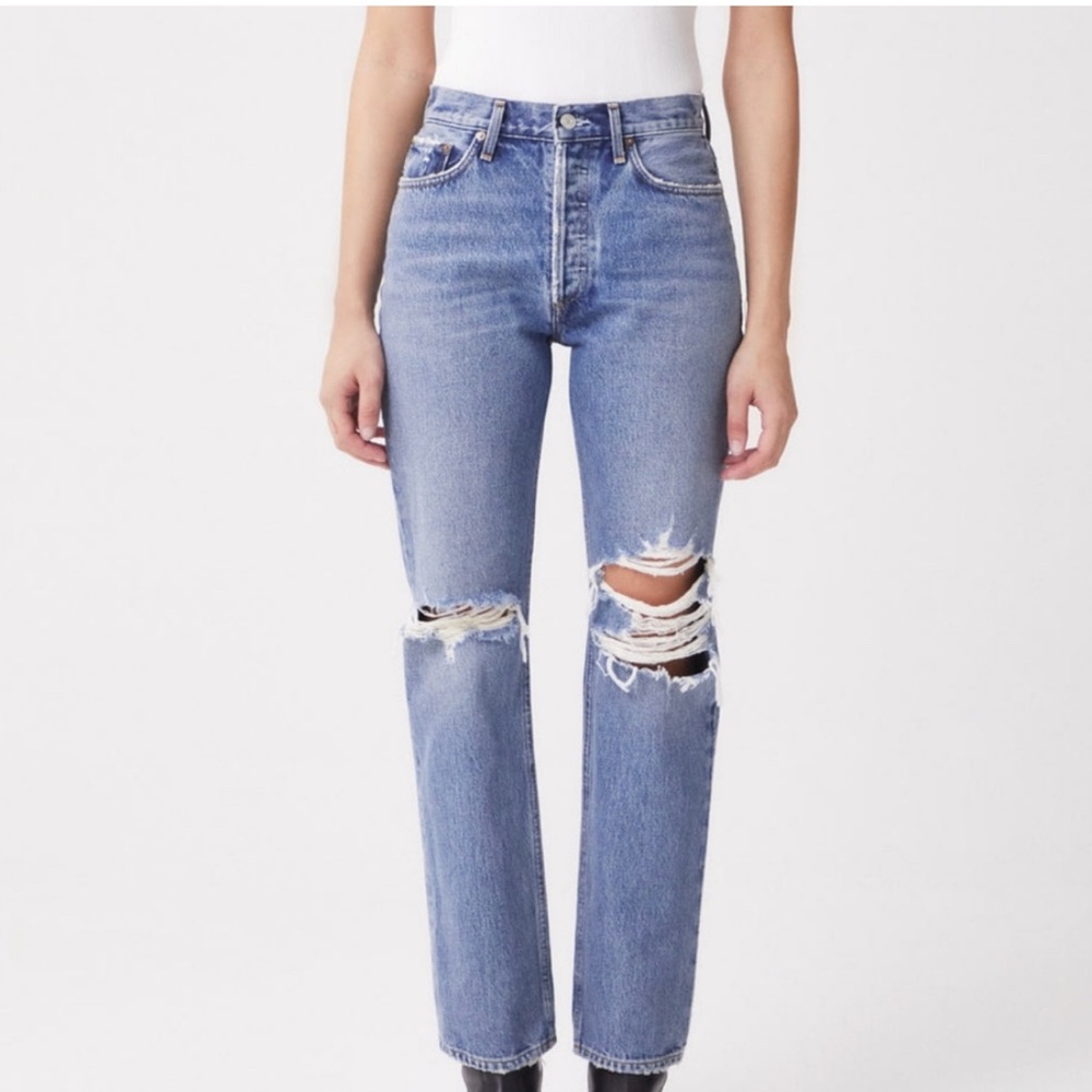 NWT. Agolde lana mid rise vintage straight backdrop